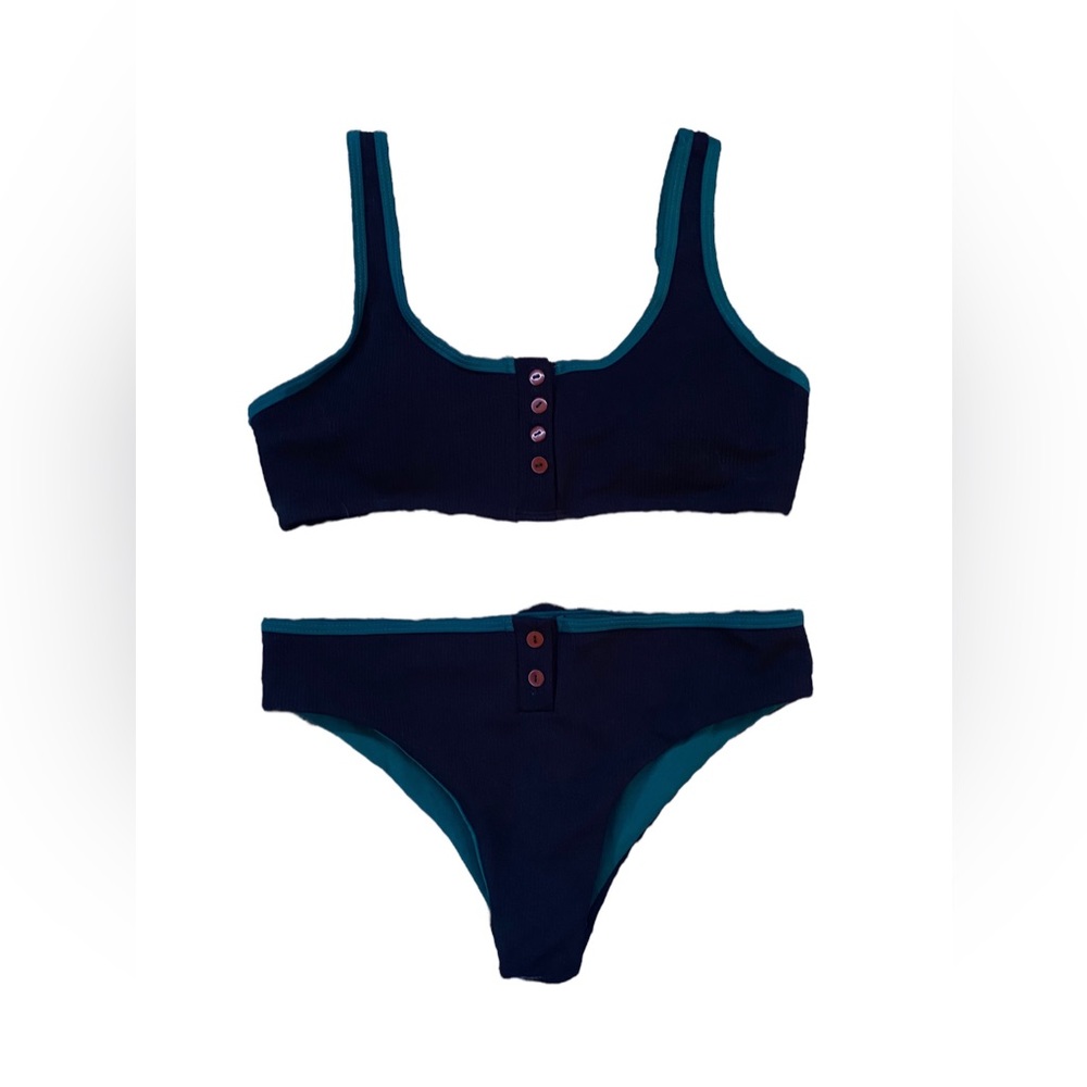 Black & Green Bikini w/ Buttons